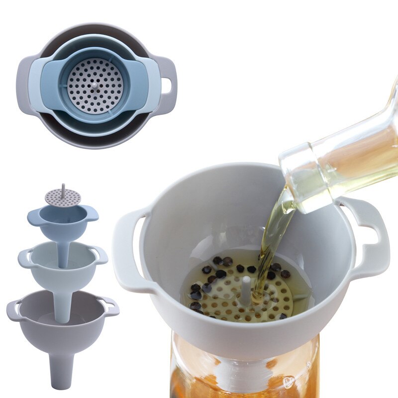 4 IN 1 Multi-function Canning Funnel Set Wide Mouth Plastic Funnel Filter Oil Pot Liquids Pour Oil